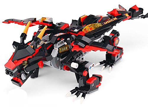 Modbrix Dragón Ninja Mech de 2,4 GHz teledirigido de color negro, juguete de construcción con 433 bloques de sujeción Modbrix Dragón Ninja Mech de 2,4 GHz teledirigido de color negro, juguete de construcción con 433 bloques de sujeción