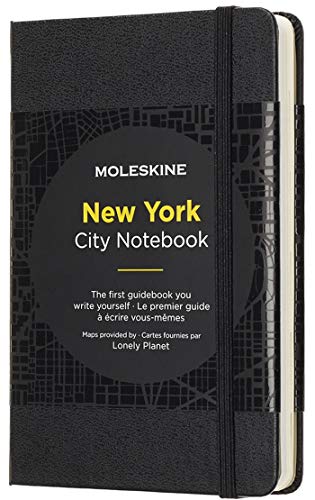 Moleskine - Cuaderno de New York con Hojas Lisas y Rayadas, Libreta con Tapa Dura, Cierre Elástico y Planos de la Ciudad, Color Negro, Tamaño 9 x 14 cm, 220 Páginas