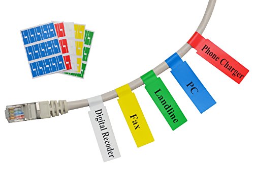 Mr-Label (10 hojas, 300 etiquetas) Autoadhesivo Etiqueta del cable - a prueba de agua | Resistente a la rotura | Durable - con la Herramienta de impresión en línea gratuito (5 Colores variados)