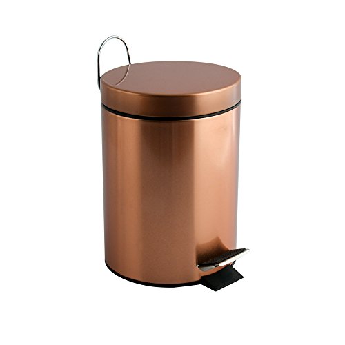 MSV Hans - Cubo de basura con pedal (3 L, con cubo interior extraíble), color cobre