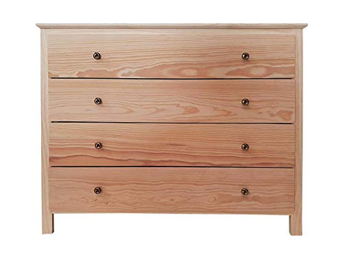 Muebles Pejecar Comoda de 4 cajones rústica Fabricada en Madera Maciza alistonada de Pino Silvestre Acabado Barnizado Natural Muebles Pejecar Comoda de 4 cajones rústica Fabricada en Madera Maciza alistonada de Pino Silvestre Acabado Barnizado Natural