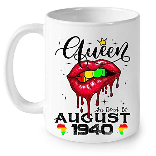 N\A Queens Are Born In August 1940 Birthday Black Women Girl Happy Birthday To Me Taza de cerámica Tazas de café gráficas Tazas Blancas Tapas de té Novedad Personalizada 11 oz 11 oz