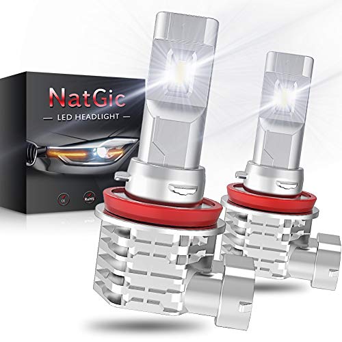 NATGIC H11 H8 H9 LED Bombillas Antiniebla 55W para Luz de Conducción Diurna Lámpara de Conducción 3200LM y 6500K Xenón Blanco DC 9V - 32V - 2 Años de Garantía (Paquete de 2)