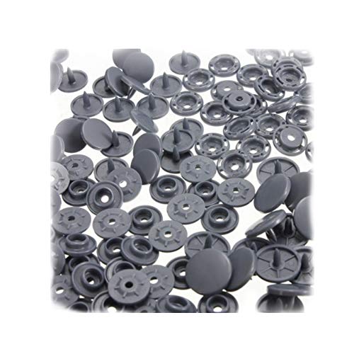 Ndier 100 piezas Snaps T8 plástico Poppers Snap Fasteners Botones para bricolaje ropa accesorios gris papelería y productos para oficina