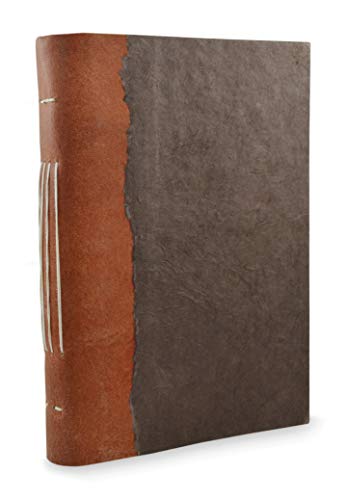 Nepali Collector Journal, cuero y lokta, cuaderno de escritura con papel hecho a mano, hecho en el Himalaya de Nepal. (15 x 20 cm), color nogal oscuro