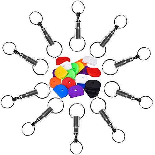 Nsiwem Llavero Desmontable Doble Anillos 10 Piezas Llavero Desmontable Llavero con Dos Anillos Partidos liberación rápida Cadena de Llaves con 32 Piezas Cubierta de Llave