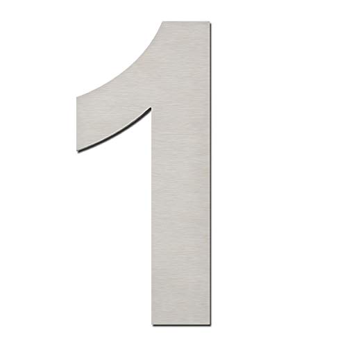 Número de casa moderno (152 mm de altura). Hecho con acero inoxidable 304 cepillado y sólido. De aspecto flotante y fácil de instalar (número 0, cero), Number 1 Número de casa moderno (152 mm de altura). Hecho con acero inoxidable 304 cepillado y sólido. De aspecto flotante y fácil de instalar (número 0, cero), Number 1