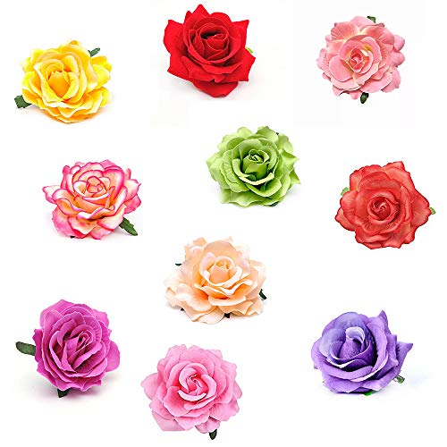 Nv Wang Clips de Pelo de Flor,Hebillas de Pelo de Flor 10 Piezas Multicolor Rosa Clips de Pelo de Flor Adecuado para la decoración de la Boda de la Fiesta de Las niñas
