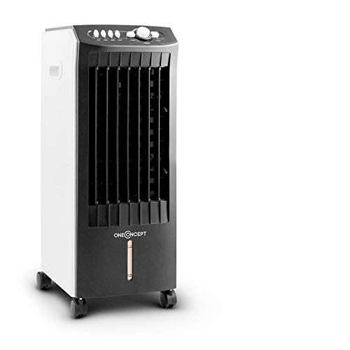 oneConcept MCH-1 V2 - Enfriador de aire 3 en 1, Ventilador y humidificador, Tanque de 7 litros extraíble, Flujo de 360 m³/h, 3 modos de viento, Oscilación horizontal, Temporizador, Carbón