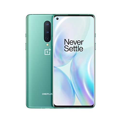 OnePlus 8 – Teléfono 6.55” Pantalla Fluid AMOLED a 90Hz, 8GB de RAM + 128GB de Almacenamiento, Triple Cámara, Warp Charge 30, Dual Sim, 5G, 2 Años de Garantía, color Verde Glacial