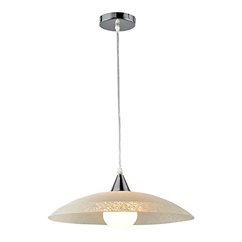 ONLI Lámpara colgante de cristal blanco satinado y montura de metal cromado. Cable transparente. ONLI Lámpara colgante de cristal blanco satinado y montura de metal cromado. Cable transparente.