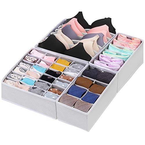 Organizador Ropa Interior, Organizador Cajones Robusto, 4 Cajas Organizador Plegable para Calcetines, Ropa Interior, Ropa, Corbata (Gris) Organizador Ropa Interior, Organizador Cajones Robusto, 4 Cajas Organizador Plegable para Calcetines, Ropa Interior, Ropa, Corbata (Gris)