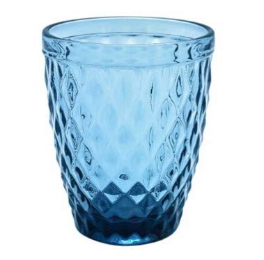 PACK 6 VASOS AGUA CRISTAL COLORES DIAMOND 250 ml 10x8 CMS (JUEGO 6) (AZUL)