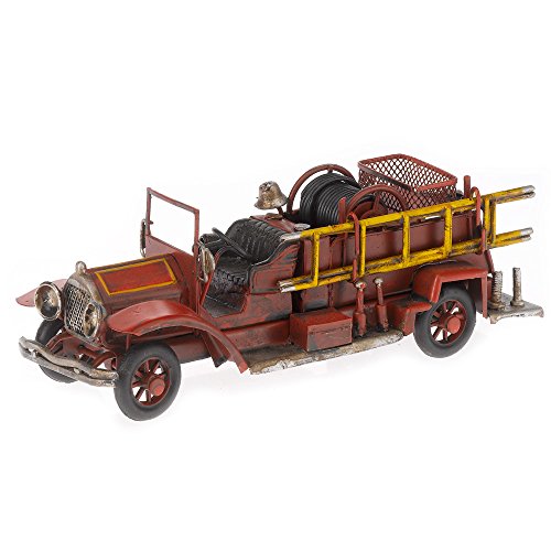 Pamer-Toys Maqueta de coche de chapa, estilo retro, diseño de bomberos, color rojo