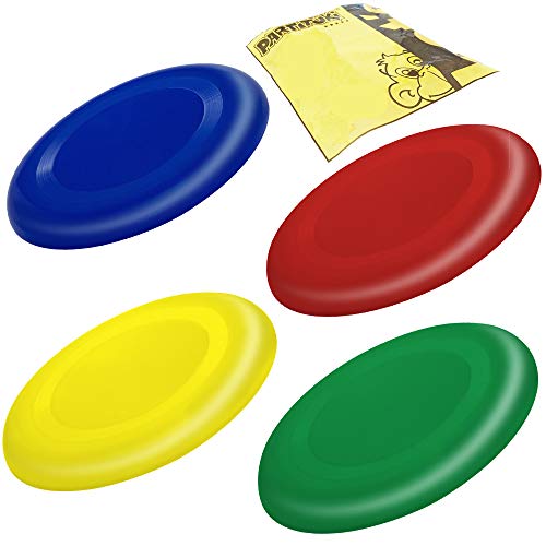 Partituki Pack de 4 Discos Voladores para Niños Muy Fáciles de Sujetar. Mucho más Seguros Que los Frisbees Estándar. Anillos Voladores. Colores: Azul, Rojo, Verde y Amarillo.