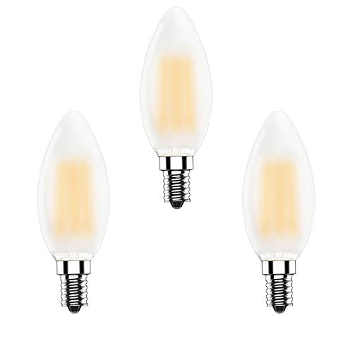 PB-Versand - Juego de 3 bombillas led (casquillo E14, 4 W (intensidad regulable), luz blanca cálida 2700 K, E14 pequeña, equivalente a 40 W), 320 lúmenes, forma de vela, bajo consumo, 3 unidades)