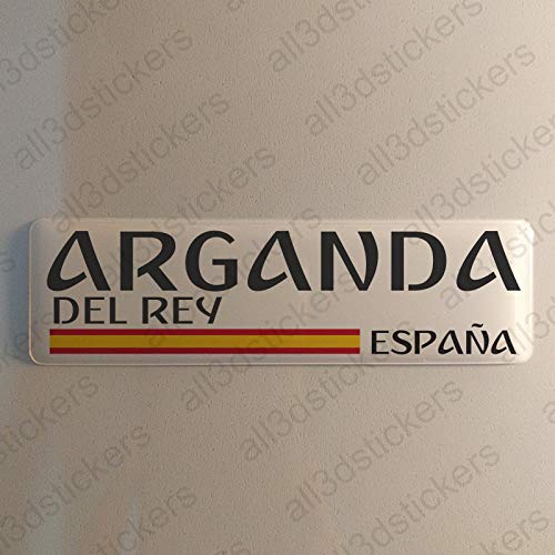 Pegatina Arganda del Rey España Resina, Pegatina Relieve 3D Bandera Arganda del Rey España 120x30mm Adhesivo Vinilo