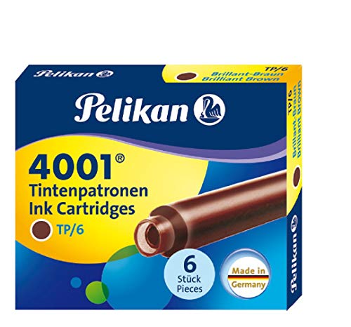 Pelikan TP6 - Cartucho tinta estilográfica, color marrón
