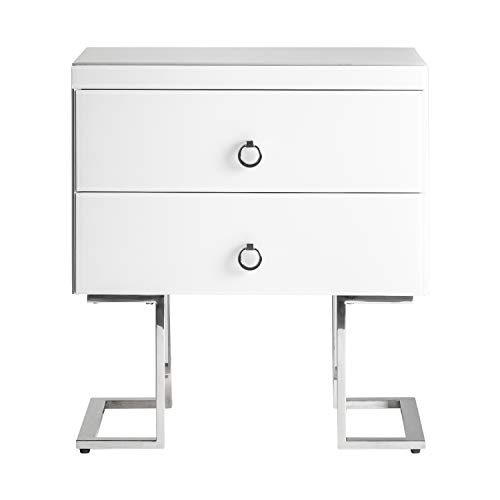PEÑA VARGAS DECORHOME - Mesita de Noche White Fussion Cromo 2 Cajones (60x40x60) PEÑA VARGAS DECORHOME - Mesita de Noche White Fussion Cromo 2 Cajones (60x40x60)