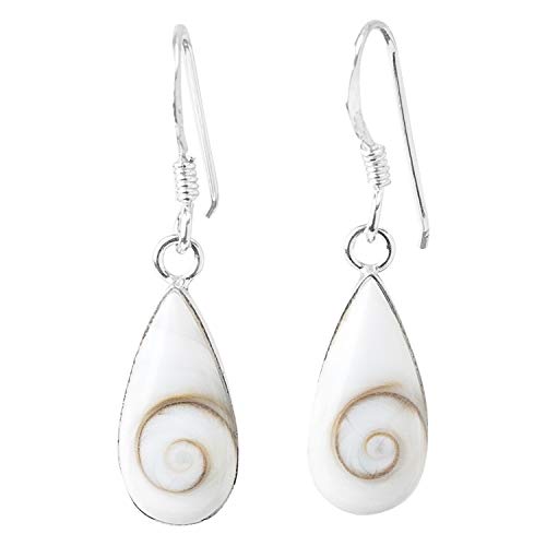 Pendientes de Plata de Ley 925 - Ojo de Shiva Concha Natural Piedra de Santa Lucía - Pendientes Gota Oval Cortos Blancos - Joyería Boho Hippie Estilo Verano Ibiza - Hechos a Mano Artesanales Pendientes de Plata de Ley 925 - Ojo de Shiva Concha Natural Piedra de Santa Lucía - Pendientes Gota Oval Cortos Blancos - Joyería Boho Hippie Estilo Verano Ibiza - Hechos a Mano Artesanales