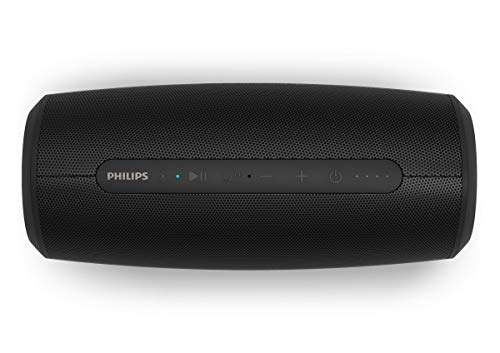 Philips S6305/00 Altavoz Bluetooth, Altavoz Inalámbrico con función de batería Externa (Bluetooth 5.0, Impermeable, 20 Horas de autonomía,USB, Luces LED Multicolor) - Color Negro, Modelo de 2020/202