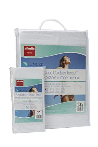 Pikolin Home - Set híper-transpirable e impermeable con protector de colchón (90x190/200cm) y funda de almohada (40x90cm) (Todas las medidas) Pikolin Home - Set híper-transpirable e impermeable con protector de colchón (90x190/200cm) y funda de almohada (40x90cm) (Todas las medidas)
