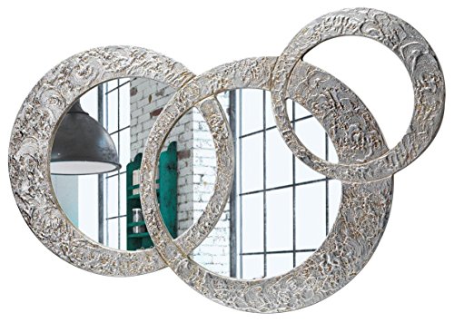 Pintdecor, Circles - Pequeño Espejo, MDF/Cristal, Plateado, 74 x 50 cm