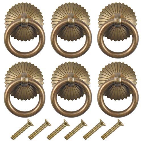 Pomos para Armario, 6 Piezas Pomos y Tiradores de Muebles Vintage, 30mm Pomos para Puertas, Armarios de Cocina Cajones de Comodas Antiguos para Cocina, Dormitorio, Baño - Bronce