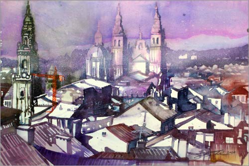 Posterlounge Cuadro de Madera 100 x 70 cm: Santiago de Compostela de Johann Pickl