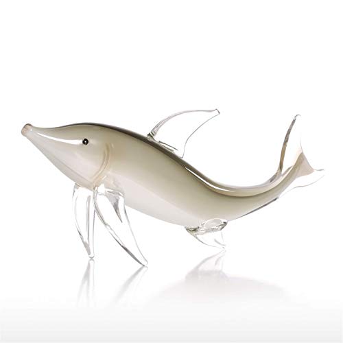 PQXOER Figura decorativa de cristal con diseño de peces grises