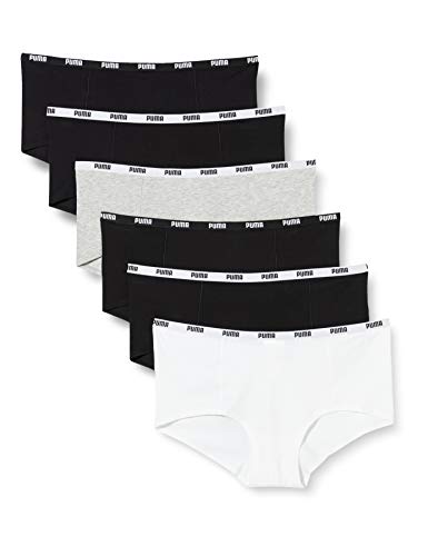 PUMA Mini Short Women's Underwear Multipack Ropa Interior, Negro/Blanco/Gris, XS para Mujer
