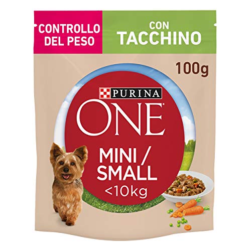 Purina One Umido - Mini Bocas de Salsa para Perro con Pavo, Zanahorias y Guisantes, para Perros de hasta 10 kg – 20 Bolsas de 100 g Cada una (Paquete de 20 x 100 g)