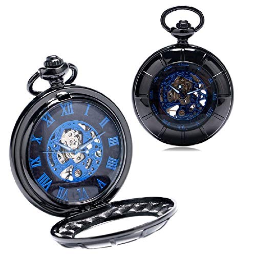 Q store Pocket watch Modelos de explosión clásico Reloj Retro con Bolsillo abatible Tallado Collar mecánico Reloj Regalo