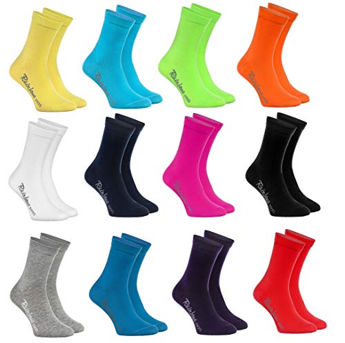 Rainbow Socks - Niños y Niñas - Calcetines de Algodón - 12 Pares - Multicolor - Talla 30-35