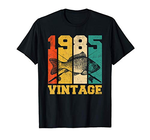 Regalos de 36 años Vintage Retro Pescar 1985 36 cumpleaños Camiseta