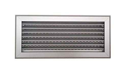 Rejilla de ventilación de aluminio con cada aleta movible hacia arriba, medio o hacia abajo para dirigir el flujo de aire, malla unida a la parte posterior.