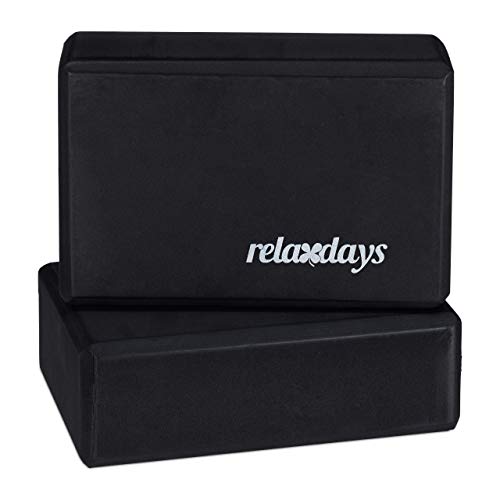 Relaxdays Pack de 2 Bloques de Yoga, Adultos Unisex, Negro, 8 x 23 x 15 cm