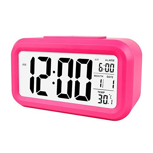 Reloj despertador digital inteligente con botón de repetición de fecha y temperatura en la parte superior Reloj de escritorio rectangular con pilas y luz nocturna para dormitorio, niños, niñas, niños