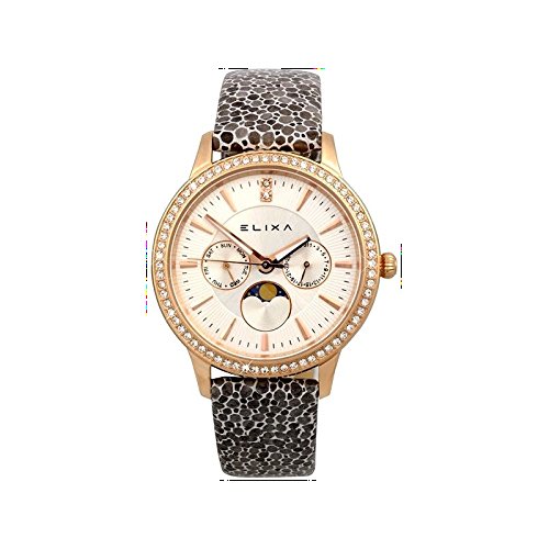 Reloj Para mujeres E088-L333-K1 Elixa con la pulsera de acero CASO DE LA PIEL, de color dorado VENDIDO CON GARANTÍA Y "REGALO BOLSA