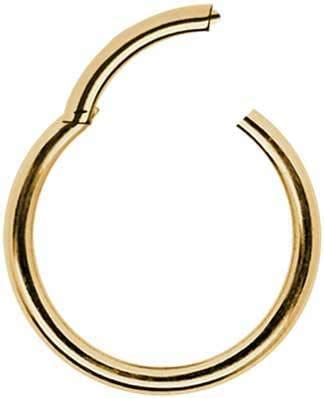 Ringe Piercing de oro auténtico 585 con clicker para la nariz, oro real 585, diámetro 8 mm, íntimo, tragus, hélix, septum, moderno, extravagante, exclusivo, 1,2 mm
