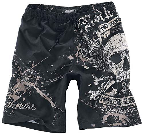 Rock Rebel by EMP Swimming Time Hombre Bañador Negro S, 100% poliéster, Tunnelzug