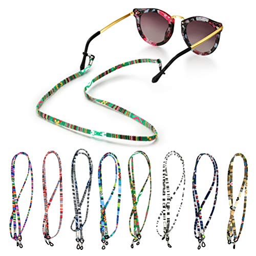 RODPLED - 8 piezas Cadena para Gafas de Cuero PU, Cuerda para Gafas, Soporte para Gafas, Cuerda Trenzada Multicolor, Correa de Cadena, Cadena para gafas