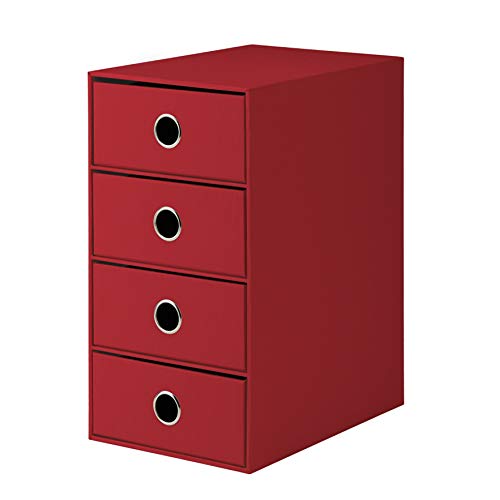 Rössler SOHO - Caja de almacenaje con 4 cajones, A4, color rojo