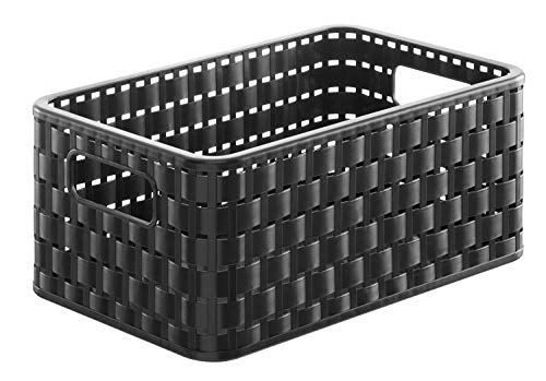 Rotho Country - Caja de almacenaje con efecto de mimbre, Negro, A5