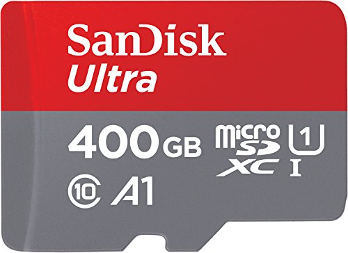 SanDisk Ultra Tarjeta de Memoria microSDXC con Adaptador SD, hasta 120 MB/s, Rendimiento de apps A1, Clase 10, U1, 400 GB, Rojo/Gris