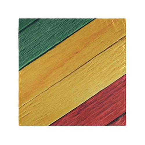 Satin Napkins Set of 6, Background Wood Green Yellow Red Old,Square Printed Party & Dinner Cloth Napkins,20" X 20"