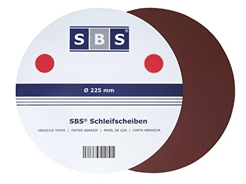 SBS Discos para lijado, 25 unidades, de Velcro (grano 60, Diámetro de 225 mm, para lijadora de cuello largo, jirafa)