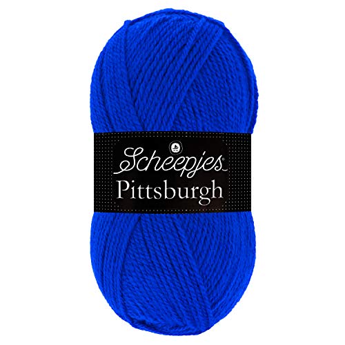 Scheepjes Ovillo de lana Pittsburgh 1581-9196, azul claro, 60% poliacrílico, 40% lana, color gris y azul, talla única