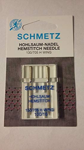 SCHMETZ Agujas para máquina de coser Hemstitch/Wing, paquete de dos, tamaño 100/16 (3 paquetes de dos por el precio de 2!)