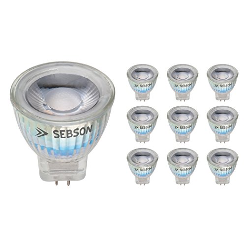 SEBSON® 10x GU4 / MR11 bombilla 3W LED (Equivale a 20W, Blanco cálido, 220lm, 36º, 12V DC)